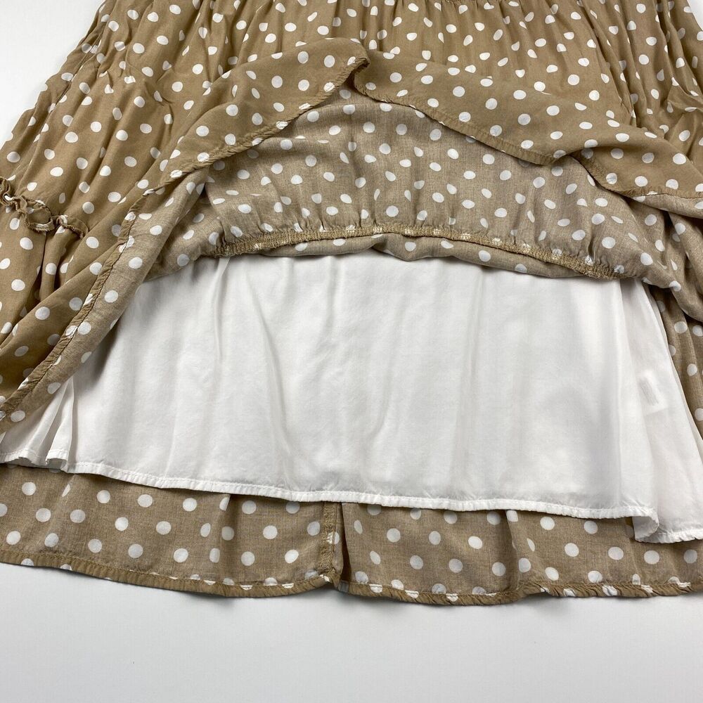 Anthropologie Dolan Dress Left Coast Womens Smocked Midi Polka Dot Small Beige - Picture 4 of 11